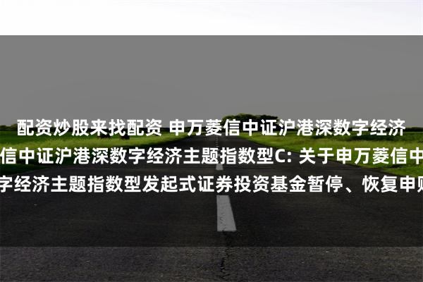 配资炒股来找配资 申万菱信中证沪港深数字经济主题指数型A,申万菱信中证沪港深数字经济主题指数型C: 关于申万菱信中证沪港深数字经济主题指数型发起式证券投资基金暂停、恢复申购、赎回、转换及定期定额投资的公告