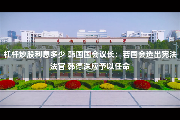 杠杆炒股利息多少 韩国国会议长：若国会选出宪法法官 韩德洙应予以任命