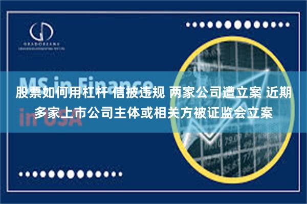 股票如何用杠杆 信披违规 两家公司遭立案 近期多家上市公司主体或相关方被证监会立案