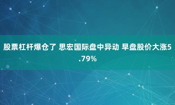 股票杠杆爆仓了 思宏国际盘中异动 早盘股价大涨5.79%