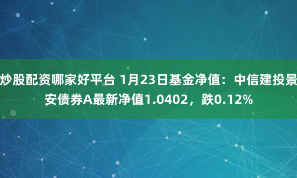 炒股配资哪家好平台 1月23日基金净值：中信建投景安债券A最新净值1.0402，跌0.12%