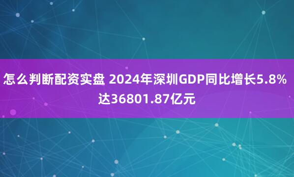 怎么判断配资实盘 2024年深圳GDP同比增长5.8% 达36801.87亿元